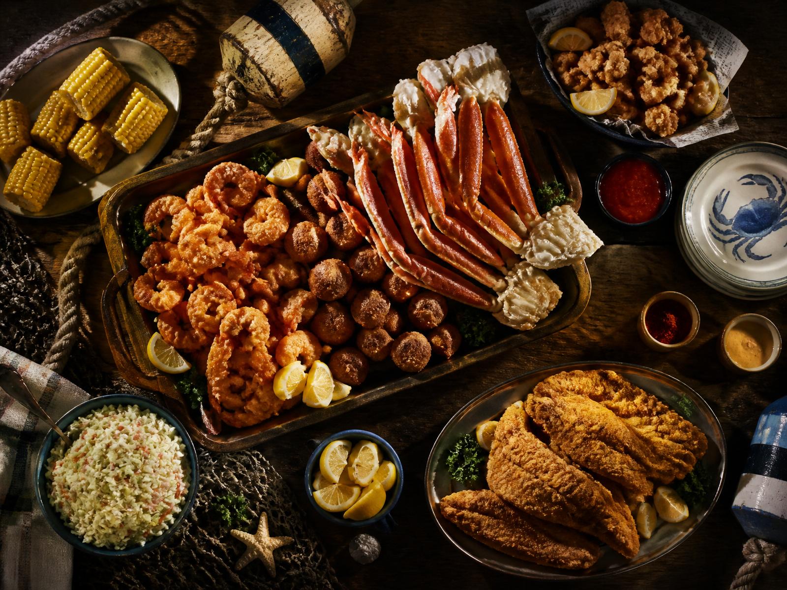 HOOKS Calabash seafood buffet spread